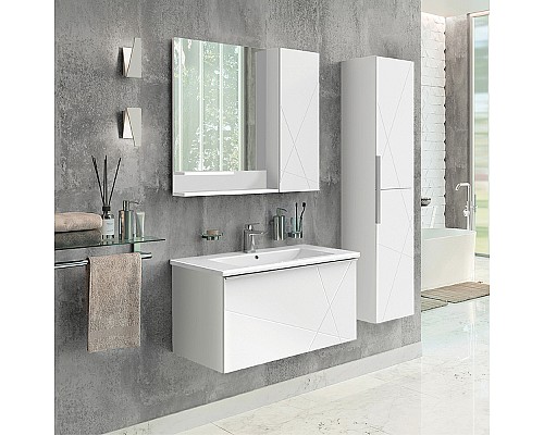 Зеркало со шкафом Comforty Мерано 90 R 00-00010664 Белое матовое