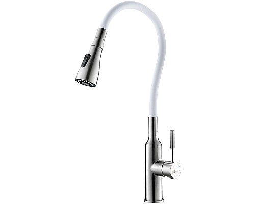 Смеситель для кухни Lemark Expert LM5082S-White Хром матовый Белый