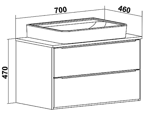 Тумба под раковину Runo Мальта 70 00-00001098 Серая Дуб