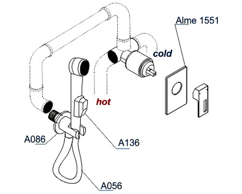 Гигиенический душ со смесителем WasserKRAFT Alme A15156 Хром