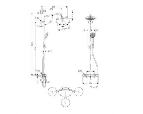 Душевая система Hansgrohe Croma с термостатом хром 27185000