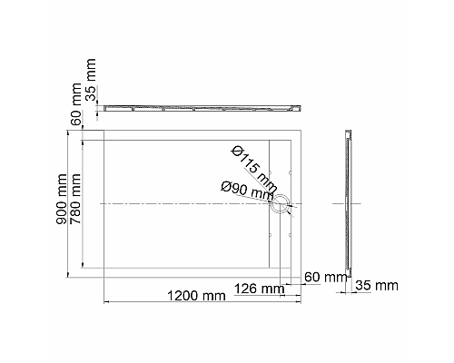 Душевой поддон из искусственного камня WasserKRAFT Wiese 120x90 84T07 Серый матовый