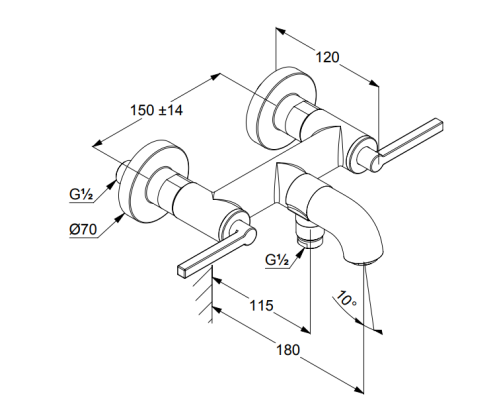 Смеситель для ванны Kludi Nova Fonte 205400515 Хром