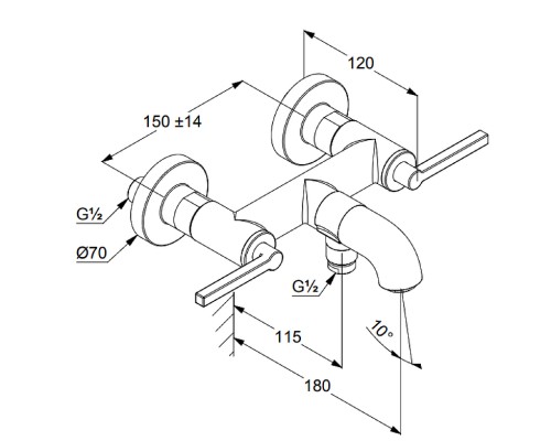 Смеситель для ванны Kludi Nova Fonte 205400515 Хром