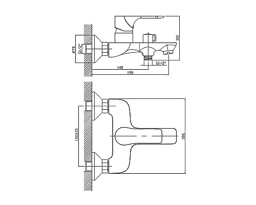 Смеситель для ванны Orange Aristo M19-100b Черный матовый