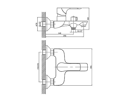 Смеситель для ванны Orange Aristo M19-100b Черный матовый