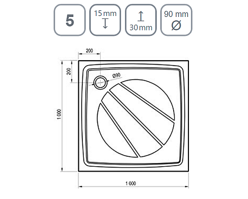 Душевой поддон из искусственного камня Ravak Perseus Pro 100x100 XA03AA01010BM