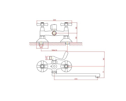 Смеситель для ванны Cron CN2242 Хром
