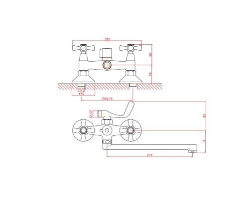 Смеситель для ванны Cron CN2242 Хром