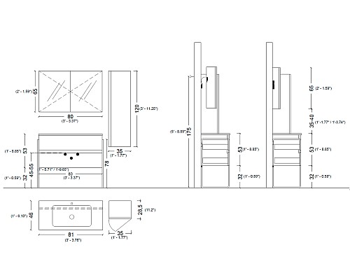 Тумба под раковину Armadi Art 80 VALLESSI 837-080-Z