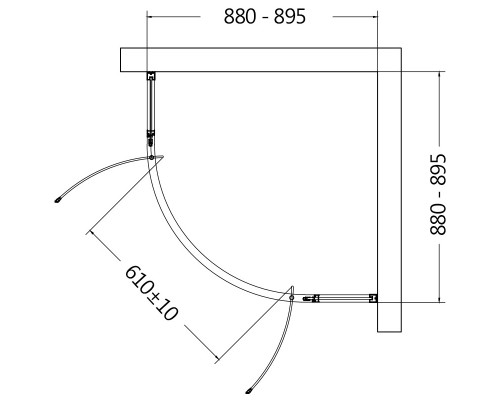 Душевой уголок AQUAme 90x90 профиль Хром стекло прозрачное