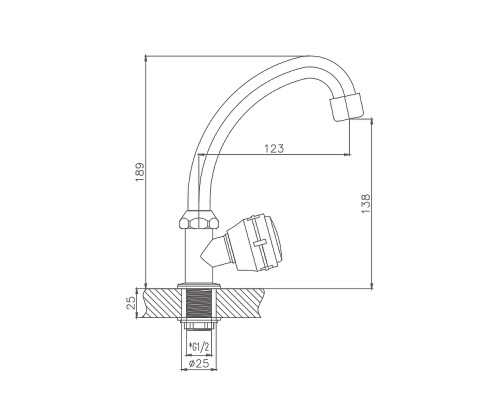 Кран для одного типа воды Cron CN4195 Хром