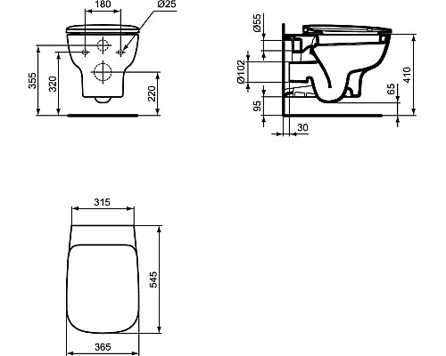 Унитаз Ideal Standard Esedra T386001 подвесной без сиденья