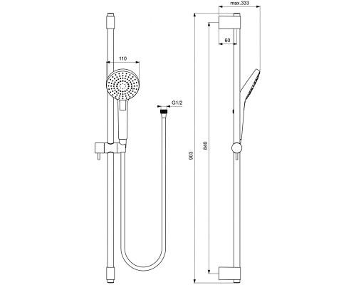 Душевой гарнитур Ideal Standard Ideal Rain Evo Round L3 B2237AA Хром
