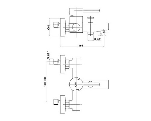 Смеситель для ванны GPD Espina MBB70 Хром