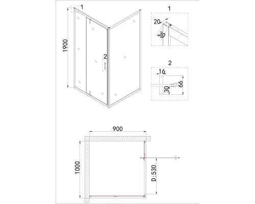 Душевой уголок Niagara Nova 100х90 NG-83-10AB-A90B профиль Черный стекло прозрачное