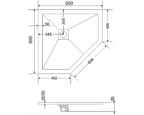 Душевой поддон из искусственного камня RGW STT-0099G 90х90 16155099-02 Графит