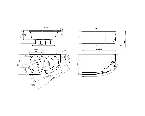 Ванна акриловая 160x95 L Ravak Rosa 95 C571000000 Ванна акриловая 160x95 L Ravak Rosa 95 C571000000