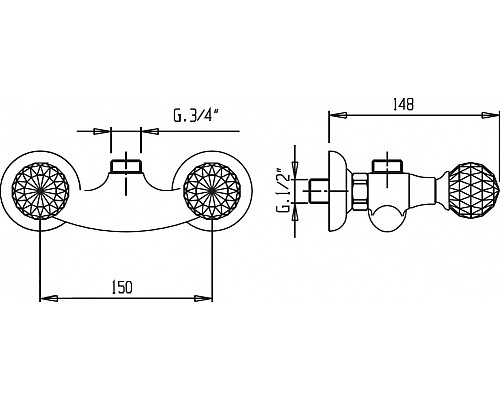 Смеситель для душа Cezares ATLANTIS-NOSTALGIA-DS-02