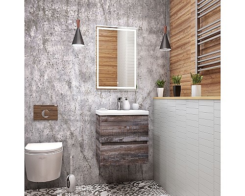 Тумба под раковину Art&Max Family-500-2C-SO-PE подвесная Бетон Экзотик