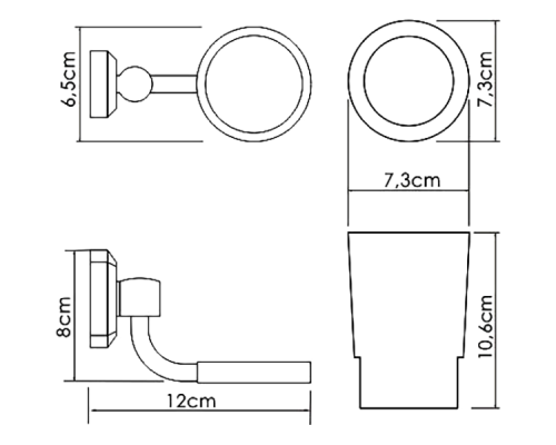 Стакан для зубных щеток WasserKRAFT K-28128 Хром Белый