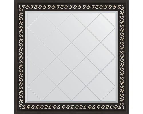 Зеркало Evoform Exclusive-G 85х85 BY 4311 с гравировкой в багетной раме - Черный ардеко 81 мм