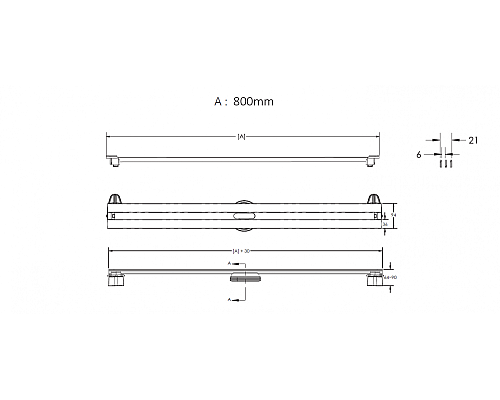 Душевой лоток BERGES SUPER Slim 800 матовый хром боковой
