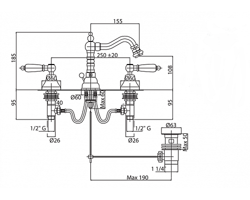 Смеситель для биде Cezares FIRST-BBS2-03/24-Bi