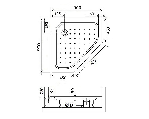 Акриловый поддон для душа RGW Acrylic STYLE-TR 90x90 16180599-11 Белый