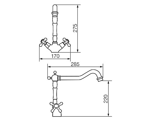 Смеситель для раковины Veragio Agatha излив "змейка" хром