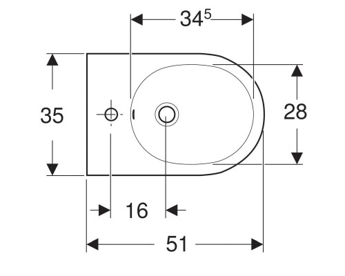 Биде подвесное GEBERIT Acanto 500.601.01.2 с горизонтальным выпуском