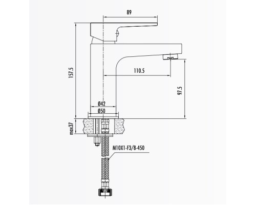 Смеситель для раковины Creavit Sharp SR1500S Черный
