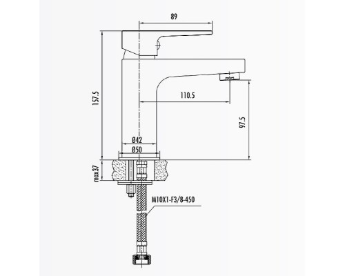 Смеситель для раковины Creavit Sharp SR1500S Черный