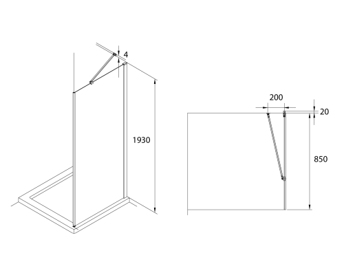 Душевая стенка Roca Capital 90 M4409016M профиль Черный стекло прозрачное