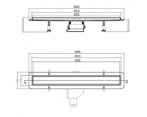 Душевой лоток Betto by Pestan Net Line 850 13702519