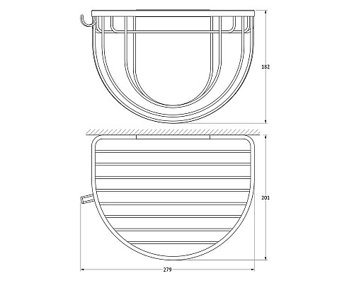 Полочка-решетка с крючком и держателем мочалок (хром) FBS RYN 031 26 см