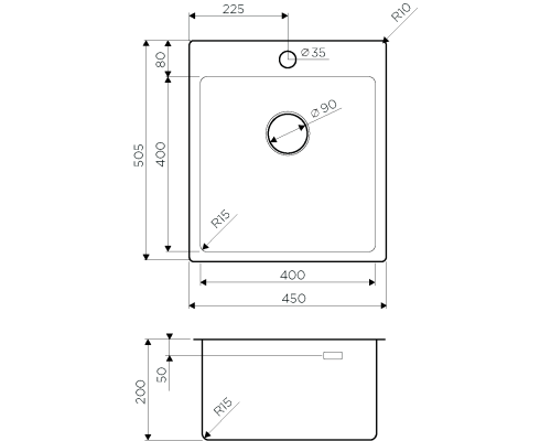 Кухонная мойка Omoikiri Amadare 45-IN 4993802 нержавеющая сталь