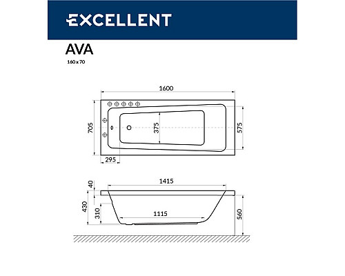 Ванна Excellent Ava 160x70