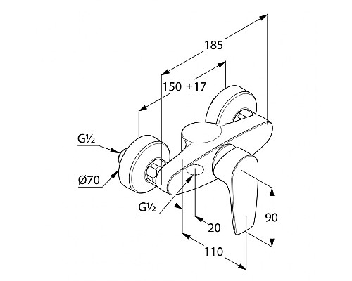 Однорычажный смеситель для душа Kludi Pure&Solid 348410575