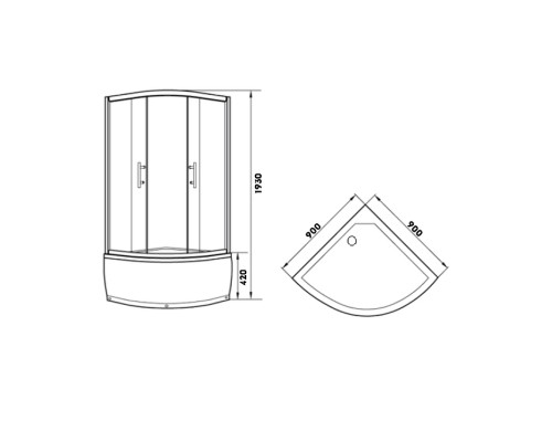 Душевой уголок Parly 90x90 Z9011 профиль Хром стекло прозрачное с рисунком