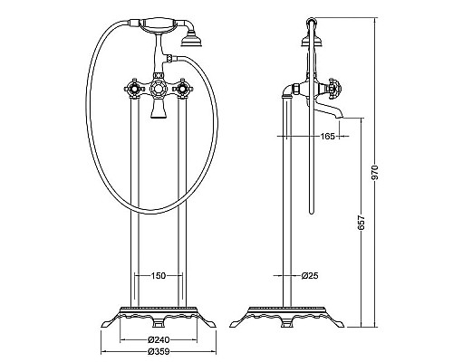 Смеситель для ванны Timo Nelson 1900/03Y-CR Черный