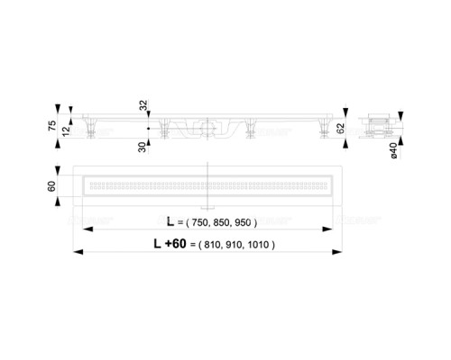 Душевой лоток Alcaplast Simple (APZ9-750M) с решеткой Хром