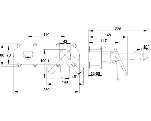 Смеситель для раковины Cersanit Moduo 64096 Хром