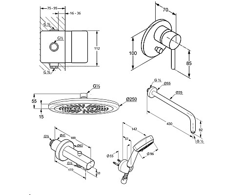 Душевая система Kludi Bozz 386310576 Хром