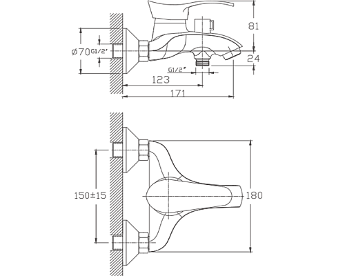 Смеситель для ванны Haiba HB6001 Хром
