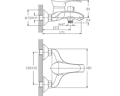 Смеситель для ванны Haiba HB6001 Хром