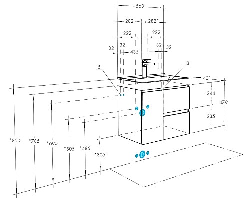 Тумба под раковину Aquaton Рене 56 1A258501NRC80 подвесная Белая Грецкий орех