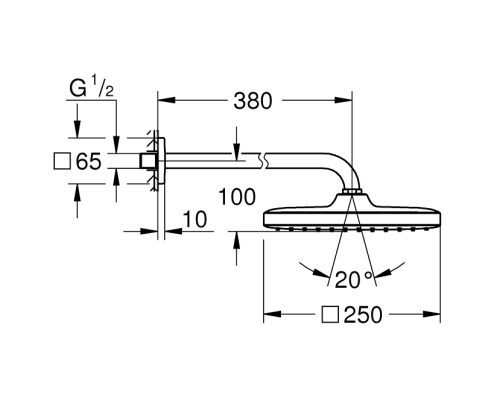 Верхний душ Grohe Tempesta 250 Cube Хром