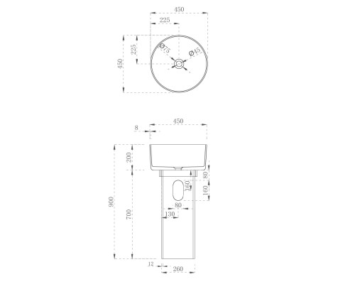 Раковина Abber Kristall 45 AT2702Opal-H Коричневая