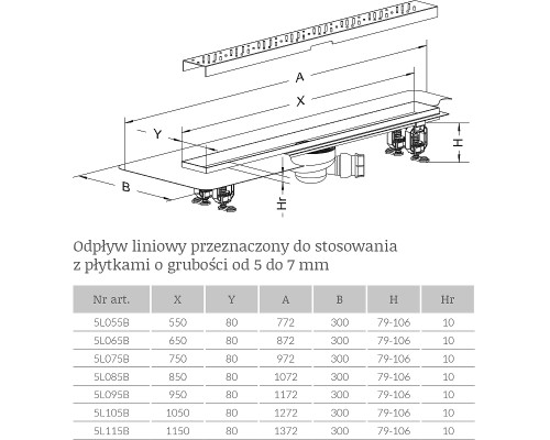 Душевой лоток Radaway RadаDrain 75 с решеткой Rain